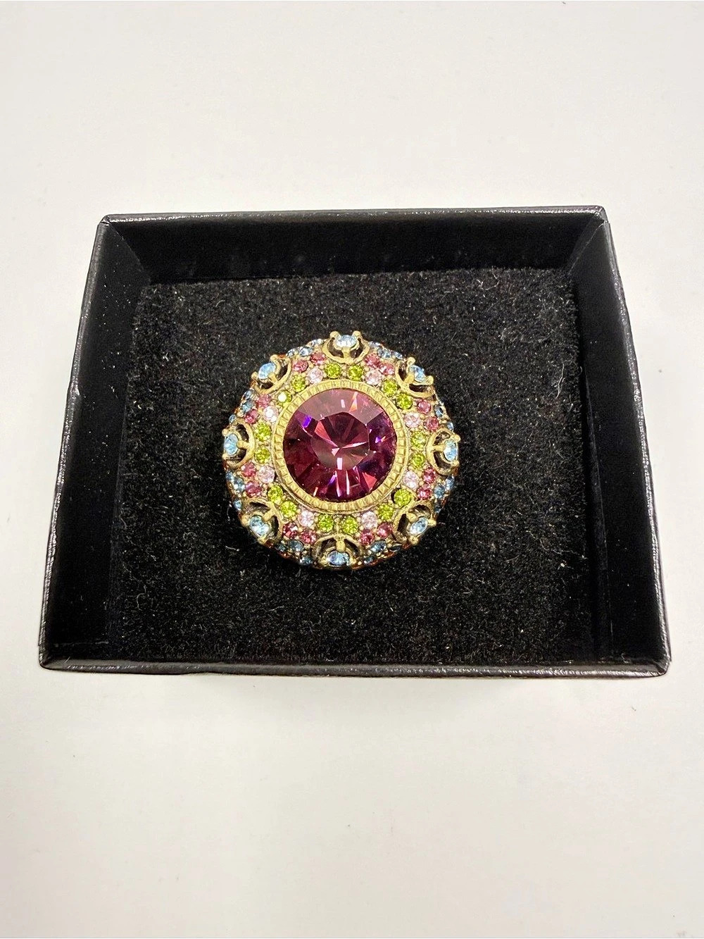 Heidi Daus Multicolor Statement Ring in Gold & Pink